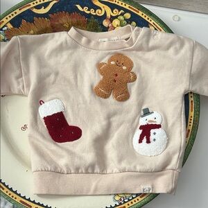 Kit + Pearl Beige Baby Sweatshirt with Festive Patches